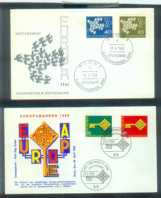 2 ältere Ersttagsbriefe aus  Deutschland: von 1961-1968, gestempelt