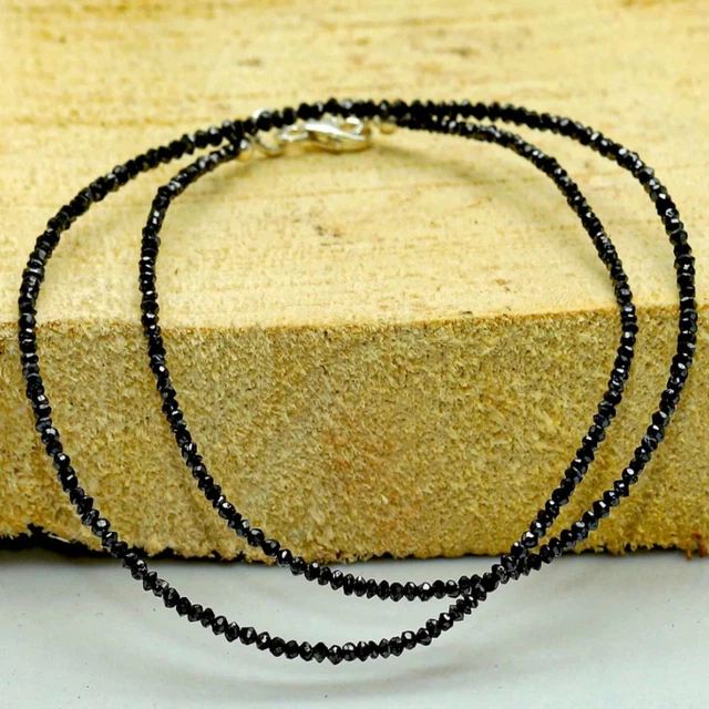 2.5-3mm Natural Black Diamond gemstone beads necklace 18Inches Colorful Diy