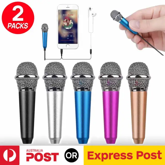 2x Mini Microphone Portable Vocal Instrument Mic Fr Mobile Phone Laptop Notebook