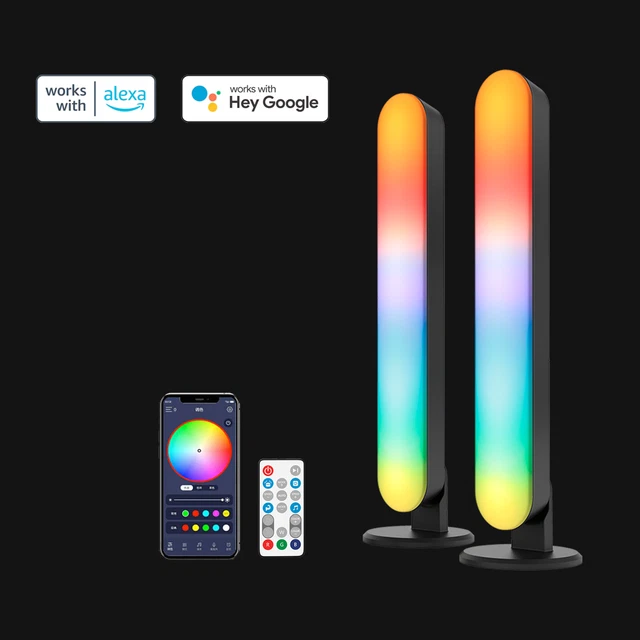 RGBIC+CCT LED AMBIENT Light Bar Smart APP+Voice+Remote Control Desk ...