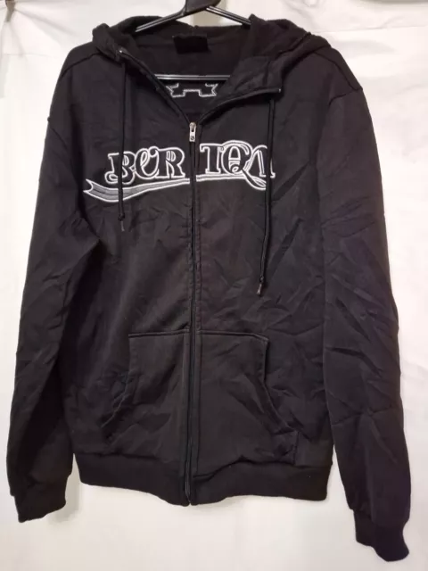 Burton Snowboarding Fleece Lined Full Zip Black Hooded Jacket Size Medium