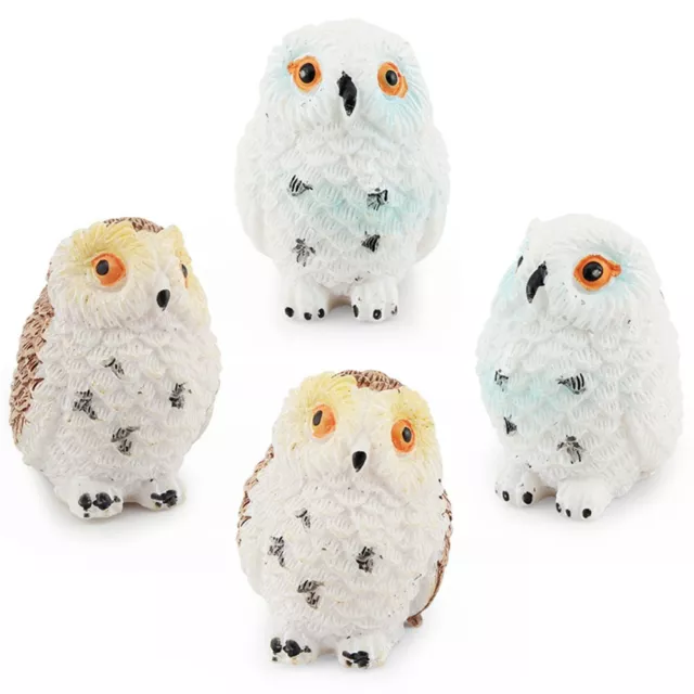 Whimsical Miniature Owl Figurines for Micro Landscapes Set of 4 Realistic Owls