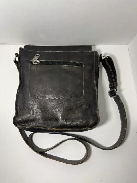 Bed Stu Venice Beach Leather Crossbody Messenger Bag Purse Brown/Black 2