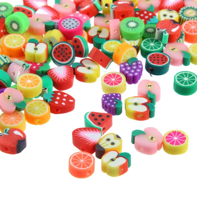 100pcs/lot 10mm Polymer Clay Mixed Fruits Spacer Beads for DIY Jewellery Making