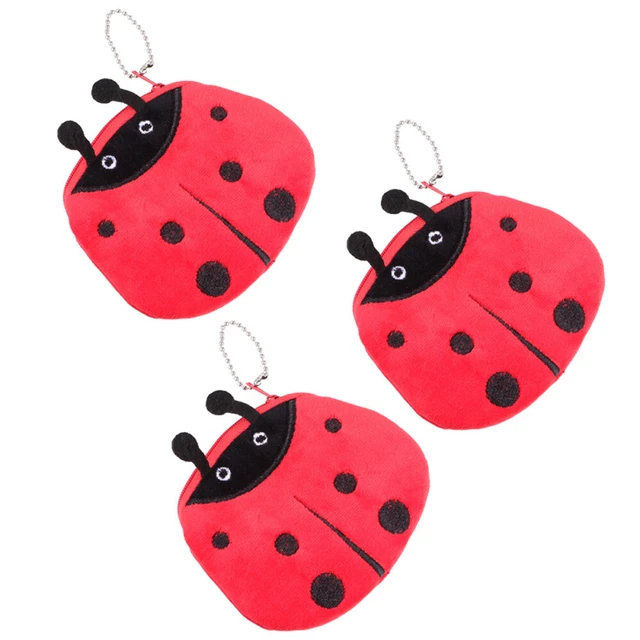 3 Pcs Petit Portefeuille Porte-monnaie En Peluche Étui À Clés