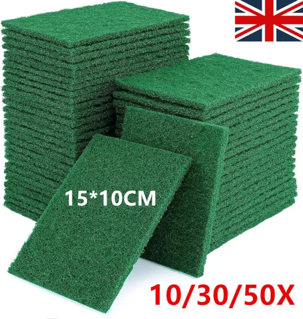 10-50pcs Green Scouring Pads-Heavy Duty Abrasive Scourer Catering Scrub Cleaning