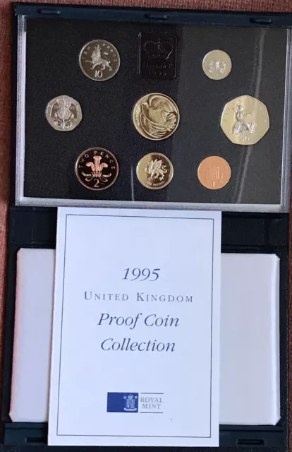 UK British 1995 Proof Coin Set Collection: 1 Penny ~ £2 Pounds ~ Royal Mint Info