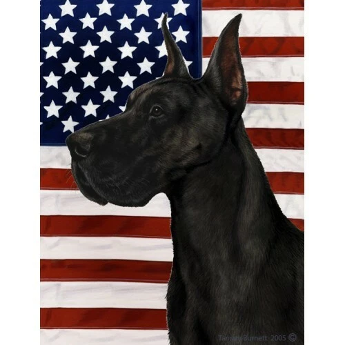 Patriotic (D2) House Flag - Black Great Dane 32150