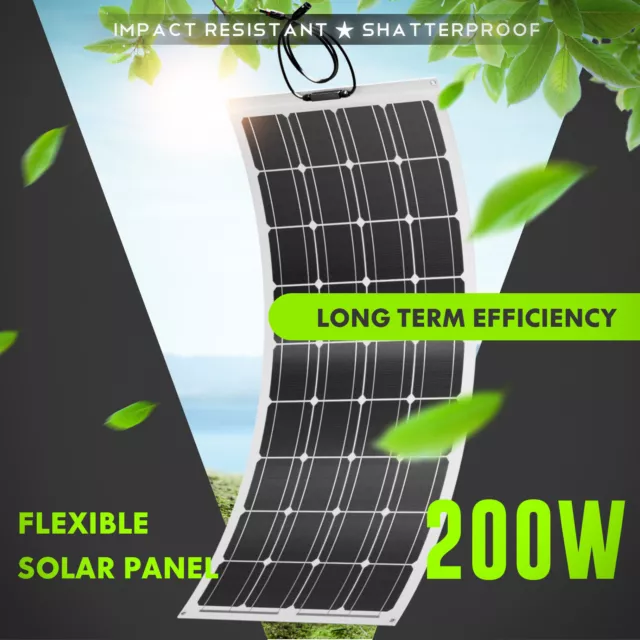 200W 12V Flexible Solar Panel Mono Waterproof Home Caravan Camping Charger