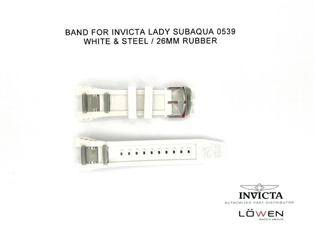 Authentic Invicta Lady Subaqua 0539 White & Steel Rubber 26MM Watch Band
