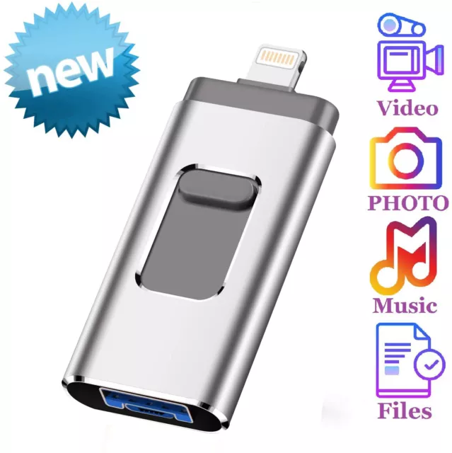 3 in 1 USB Photo Memory Stick Flash Drive OTG Disk 256GB 1TB  for iPhone iPad PC