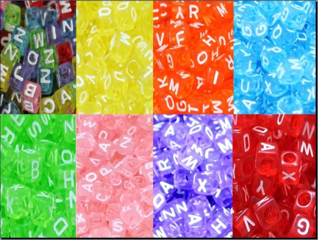 100pcs 6mm cube colourful letters alphabets acrylic beads