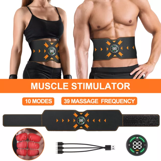 12 Pads EMS Abdominal Muscle Toning Trainer ABS Stimulator Toner Fitness  Belt