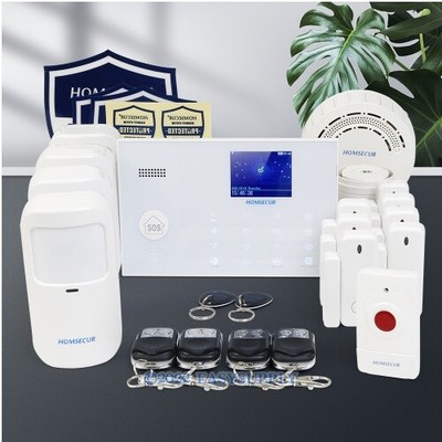 Homsecur HOMSECUR LCD Système d'Alarme Sécurité Maison Sans Fil 4G WIFI+Voix Française 