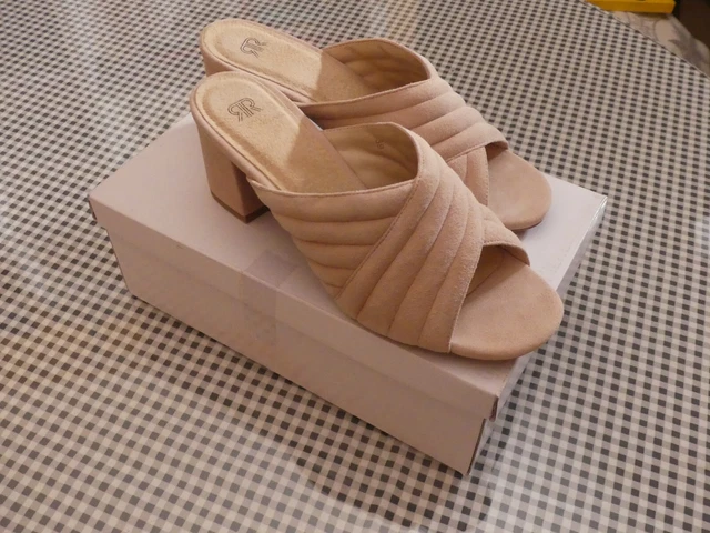 Sandales ou mules en cuir à talons - femme - beige clair - taille 39 - NEUVES