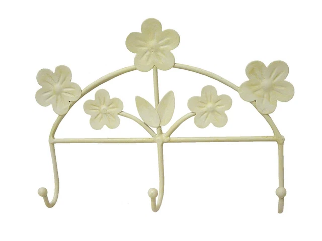 (24936) Hanger Coat Rack Forging Wall Triple Daisy Cream