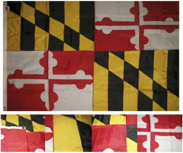 4x6 Embroidered Sewn State of Maryland flag 4'x6' banner grommets clips