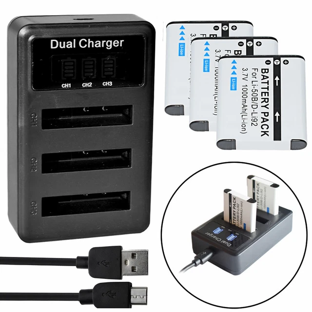 3X Battery+Charger for Kodak LB-050 LB-052 PixPro FZ151 Pixpro FZ201 Pixpro SPZ1
