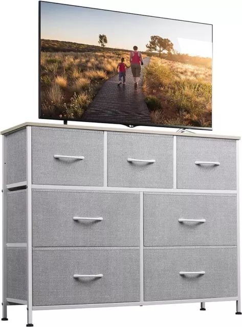 Dresser TV Stand Entertainment Center with Fabric Drawers, Media Console Table