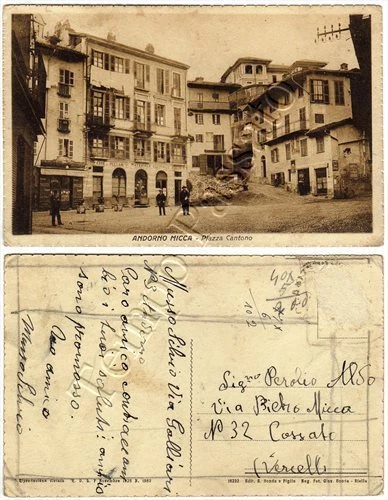Cartolina di Andorno Micca, piazza - Biella