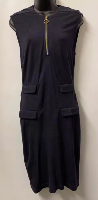 TORY BURCH Womens Navy Blue Stretch Zip Front Dress Size XS-S