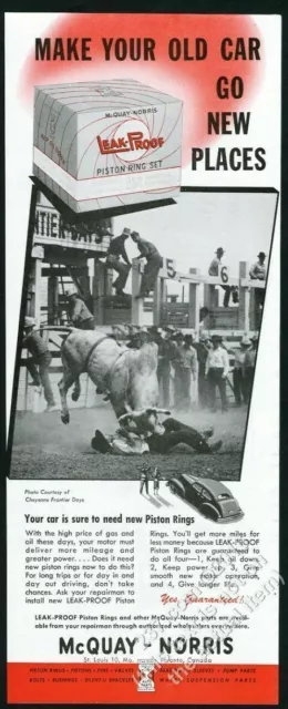 1949 brahma bull cowboy Cheyenne Frontier Days rodeo photo McQuay-Norris ad
