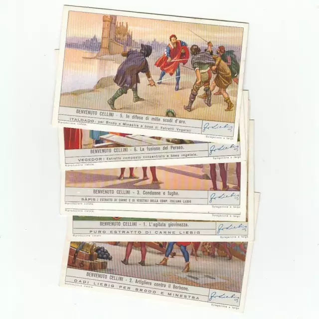 Benvenuto Cellini - 6 Liebig trade cards - san1392ita issued in 1939