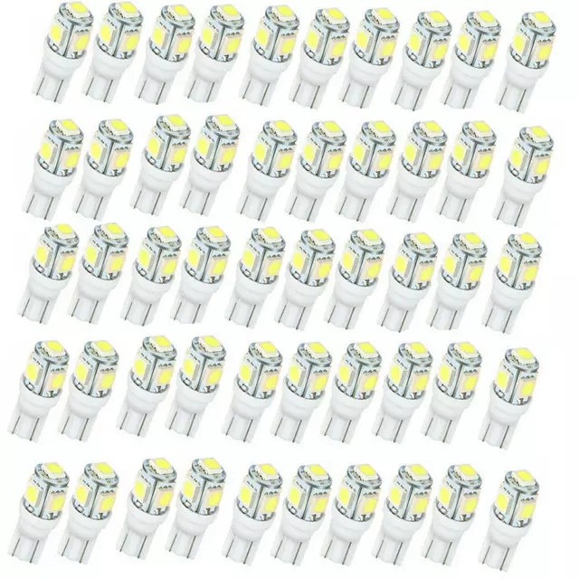 10-50PCS T10 Side Wedge 5-SMD 5050 Car LED Light Bulbs W5W 2825 158 192 168 194