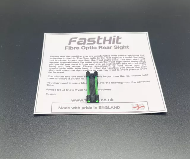 FastHit Bright Green Shotgun Fibre Optic Rear Sight Rearsight 1.5mm Dots