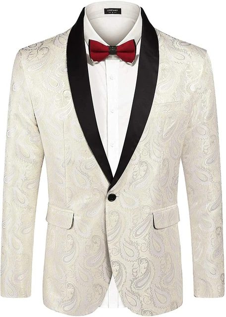 COOFANDY Mens Floral Tuxedo Jacket Paisley Shawl Lapel Suit Blazer Jacket for Di