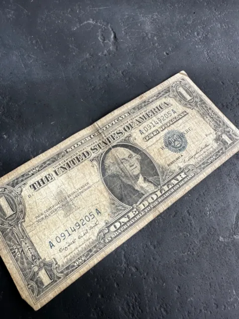 1957 A $1 Dollar Bill Silver Certificate Blue Seal Note B629