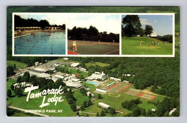 Greenfield Park NY-New York, Tamarack Lodge, Aerial, Vintage Postcard