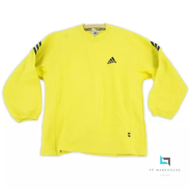 Adidas True Vintage Pullover Gr. M - 176 Shirt Sweater Pulli Neon Gelb 90er