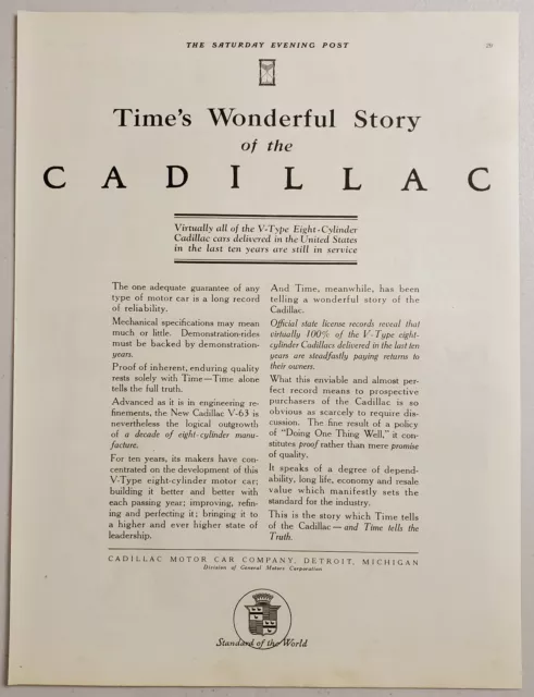 1924 Print Ad Cadillac Motor Cars Time's Wonderful Story Detroit,MI