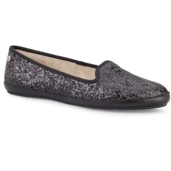 Ugg Australia Women Alloway Glitter Sheepskin Loafer Flats Slip on shoes sz 10