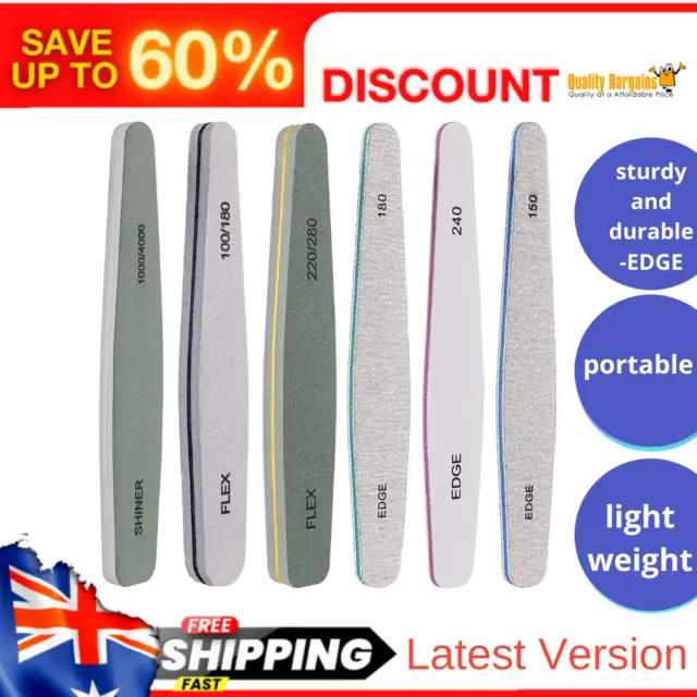 Nail File 6 Pcs Professional Double Sided Grit Nail Files Emery Boards Manicure