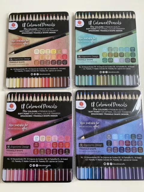 Coffrets de 18 crayons de couleur premium en étain Decotime