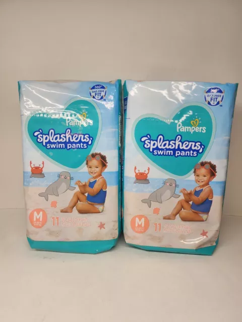 Pampers Splashers Disposable Swim Pants Diapers - Baby Kid Size M Medium 2 PACK