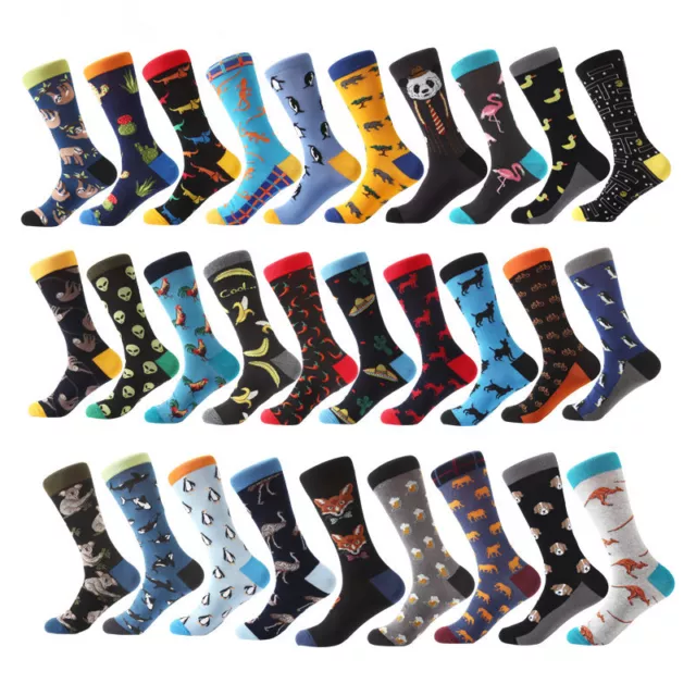 NEW Mens Combed Cotton Sock Animal Alien Panda Moustache Novelty Casual Sock SOX