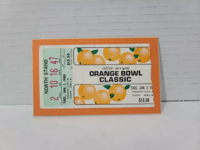 1980 Orange Bowl Ticket Stub Florida State Vs. Oklahoma NCAA College Football