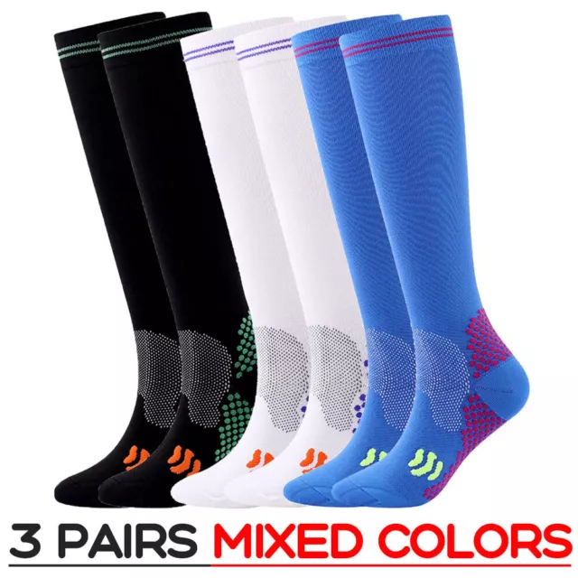 3/6 Pairs Copper Infused Compression Socks 20-30mmHg Graduated Mens Womens S-XXL