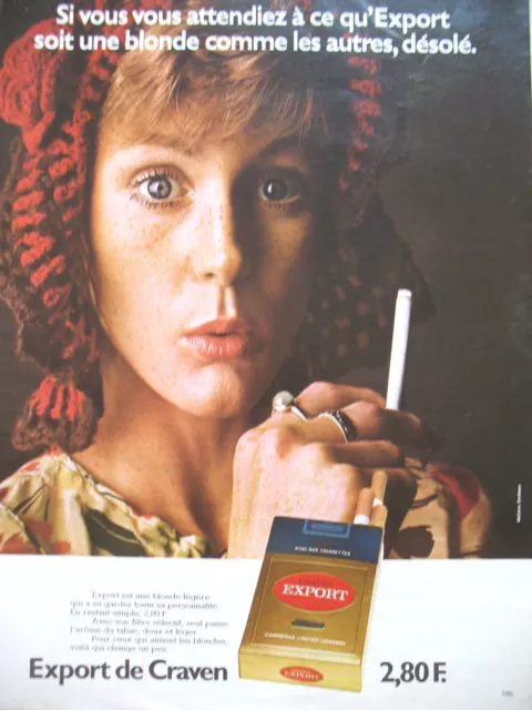 Publicite De Presse Craven Export Cigarettes Blondes French Ad 1972