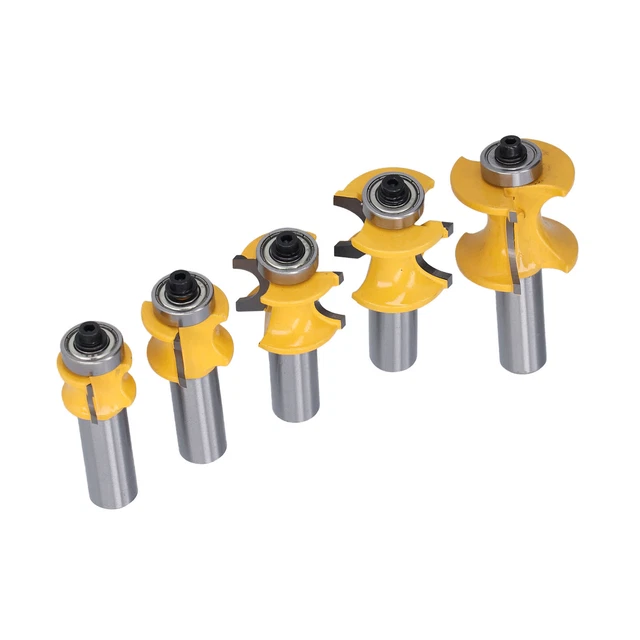 1/2in Shank Router Bit Alloy Blade Wood Milling Cutter 5Pcs Backlash Prevent