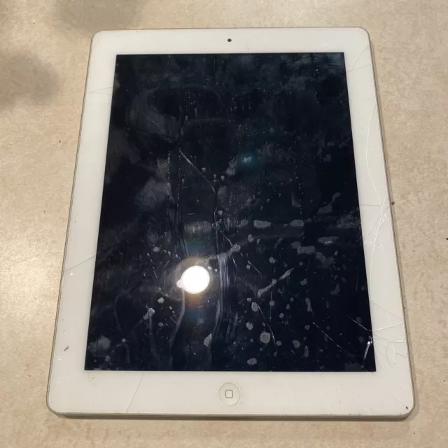 Apple iPad 2 32GB White Untested Cracked Parts/Repair!