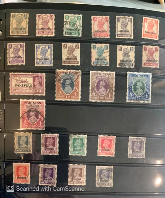 Rare collection  26 diff. British India O/P Pakistan KG VI stamps issued in 1948
