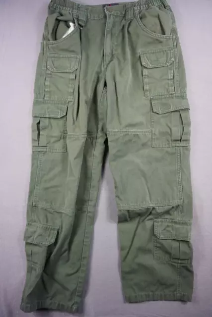 Woolrich Elite Tactical Pants Men  34 Green Cargo Canvas Double Knee Distressed