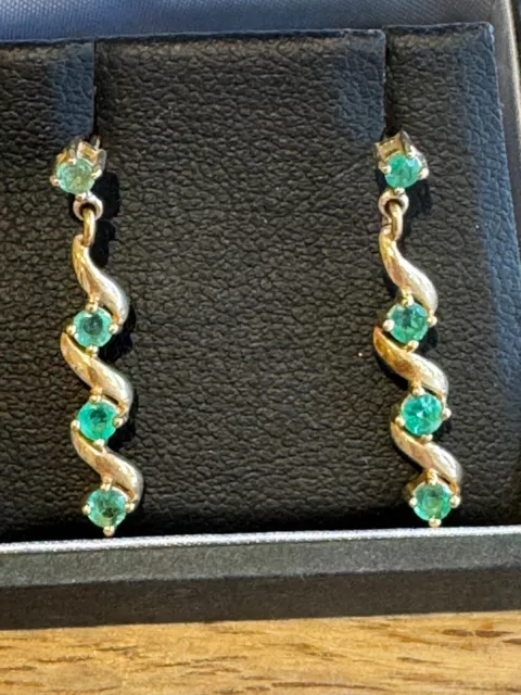 9ct Gold Emerald Stick Earrings