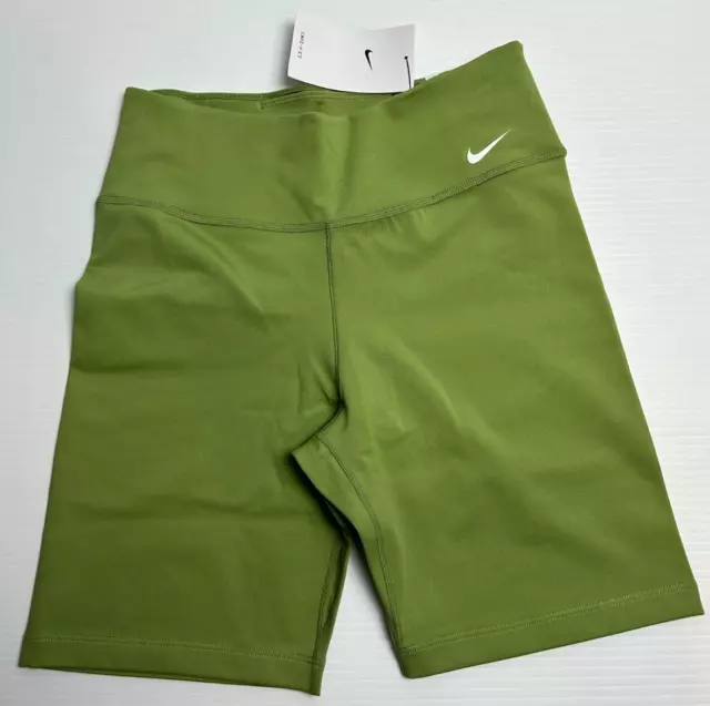 NIKE Womens One Dri-Fit 7" Tight Fit MidRise Bike Shorts Green Small DD0243