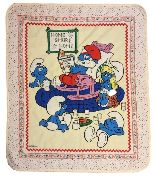 Edredón manta para bebé Pitufo 36,5""x31"" ligero limpio sin manchas hogar pitufo hogar