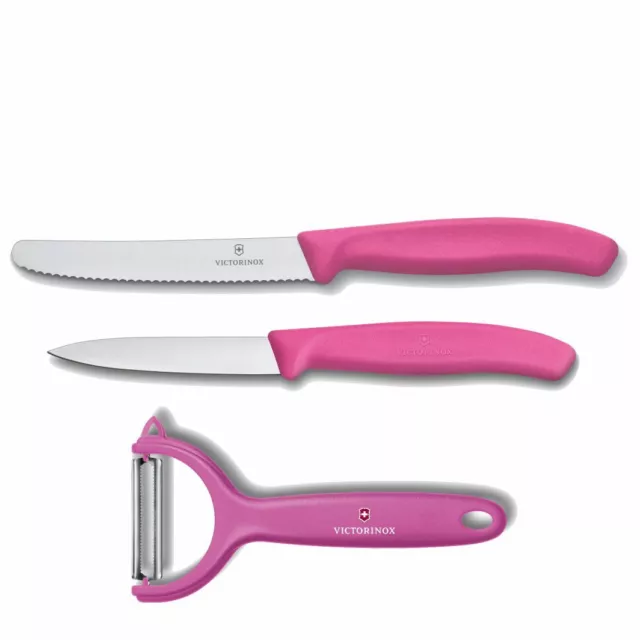 Victorinox Küchenset 3tlg. Tomatenmesser Gemüsemesser Y Schäler  / pink